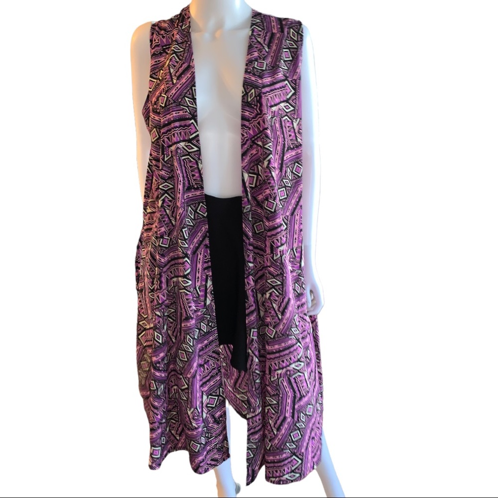 LuLaRoe Joy Cardigan Duster LongLine Vest Purple S